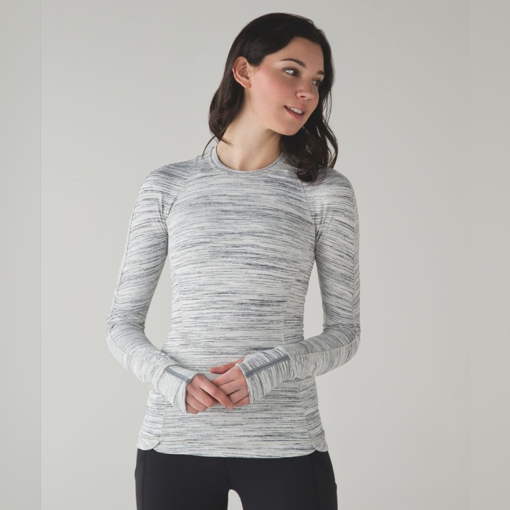 Lululemon Runderful Long Sleeve Space Dye Camo White Silver 🚨Dot Only No Tag 🚨